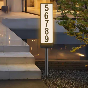 Солнечная адресная табличка с номером дома, уличная адресная табличка со светодиодной подсветкой, водонепроницаемая, с подсветкой для дома, двора, улицы