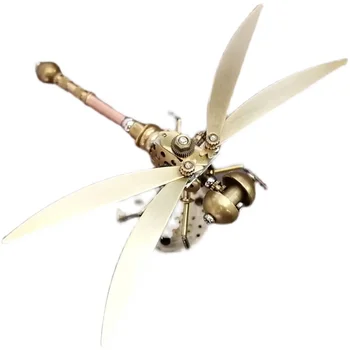 3D механическое насекомое цельнометаллическая маленькая стрекоза в стиле панк, металлическая модель, украшения ручной работы- Готовый продукт