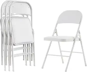 Металлический складной стул с виниловой обивкой Vebreda премиум-класса, 4 упаковки, белый пляжный стул, уличный стул, походный стул