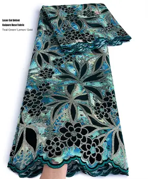 Лазерная резка, Бархатная вышивка, Гипюровое кружево, Высококачественная африканская французская ткань С блестками, Новейшая традиционная одежда 2023 года