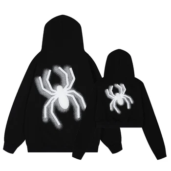 Зимние Модные пальто на молнии с изображением ядовитого паука в готическом стиле для женщин и мужчин, подходящие толстовки Оверсайз для влюбленных, готическая эстетическая одежда