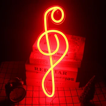 Wanxing Неоновая Вывеска Музыкальная Нота Светодиодный Светильник USB Power Неоновая Лампа Настенное Искусство Для Спальни Магазин Вечерние Клубный Декор Комнаты Рождественский Подарок