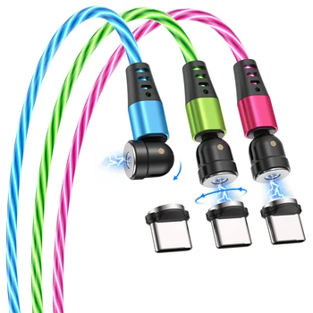 Магнитный кабель AUFU, светодиодный светильник, кабель Micro USB для Samsung Type C, зарядка для Xiaomi для iPhone, шнур для зарядного устройства на магните