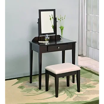 Туалетный столик и табурет Crown Mark Iris с отделкой эспрессо, переходный вариант для любой комнаты