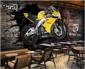 3d фотообои на заказ, европейский и американский мотоцикл, разбивающий стены, домашний декор, 3D обои для стен в рулонах