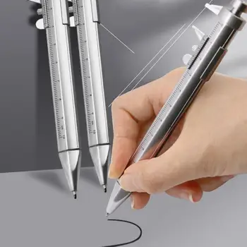 10шт Многофункциональный Штангенциркуль Ручка-роллер 1,0 мм Металлический наконечник Шариковая ручка с штангенциркулем Пластиковая Детская