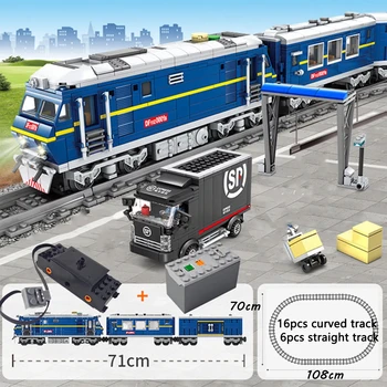 KAZI 1160 шт. + Электрический городской поезд, строительный блок с гусеницей, Совместимый Со всеми брендами, Модель железной дороги, Подарочная игрушка
