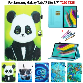 Милая Панда Кошка Откидная крышка Для Samsung Galaxy Tab A7 Lite Чехол 2021 Кошелек Планшет Для Galaxy Tab A7 Lite T220 T225 Чехол Детский