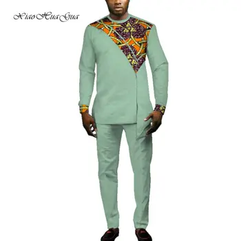 Размер XL В наличии, мужская Африканская одежда для вечеринок, рубашка с длинными рукавами и брюки в стиле Дашики, комплект WYN693-XL-XH