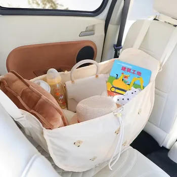 Многофункциональная сумка для мамы, Подвесная на Спинке автокресла, Сумка для хранения с милым Мишкой, Органайзер для детских вещей, Дорожная сумка на шнурке для мамы