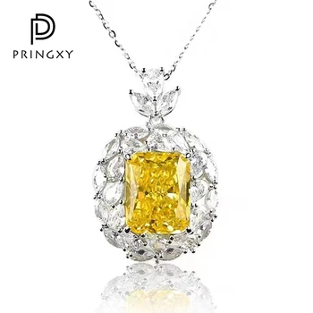 Ожерелье PRINGXY Topaz S925 из стерлингового серебра с платиновым покрытием Для женщин, 8-Каратный Желтый Высокоуглеродистый бриллиант, Изысканные ювелирные изделия, Свадебный подарок