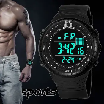 Цифровые мужские часы 50 м Для плавания с большим циферблатом, Военные Мужские спортивные Армейские часы, Мужские спортивные часы relogio masculino Для мужчин 18 +