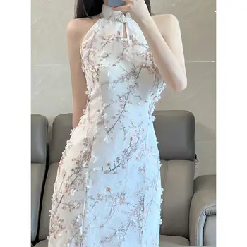 Улучшенное платье Ципао без рукавов в китайском стиле, облегающее платье-Чонсам, Элегантная сексуальная летняя одежда для вечеринки