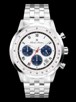 Роскошные мужские часы с хронографом 44 мм, деловые кварцевые часы VD53, спортивные часы с пандой Charles Hutton