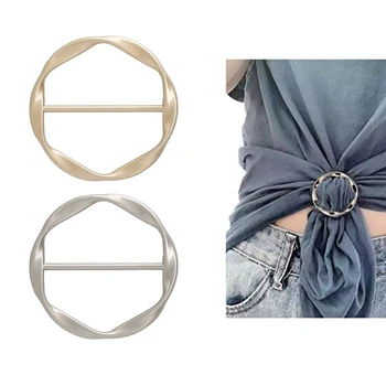 Модный Металлический круглый зажим с пряжкой, Кольцо для одежды, Держатель для обертывания, Шелковый шарф, кольцо, зажим для футболки, Зажим для галстука, Женское украшение