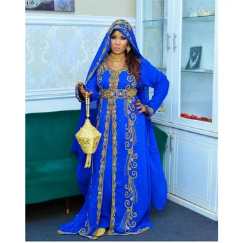 Королевская синяя Королевская свадьба Фараша Абая Рамадан, Этнический костюм, Платье в Дубае, Марокко