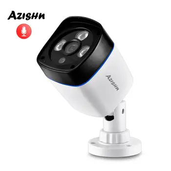 AZISHN Аудио H.265 2MP HD 1080P 25fps IP-камера Безопасности наружная пуля Видео Сетевая камера видеонаблюдения POE Опционально