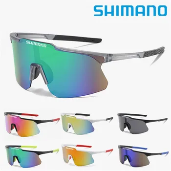 Новые солнцезащитные очки SHIMANO в большой оправе для мужчин и женщин, Уличные анти-ультрафиолетовые Очки для вождения велосипеда UV400, Очки для верховой езды, 7 цветов